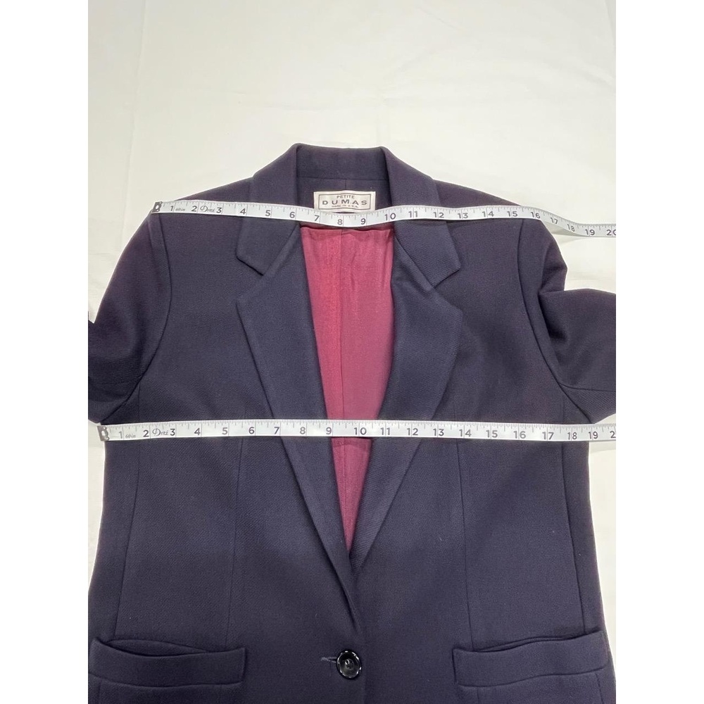 Vintage Dumas Petite Women's Purple Wool Blend Single Button Blazer 4 Petite - Picture 5 of 10